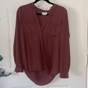 Anthropologie Maeve faux wrap shirt